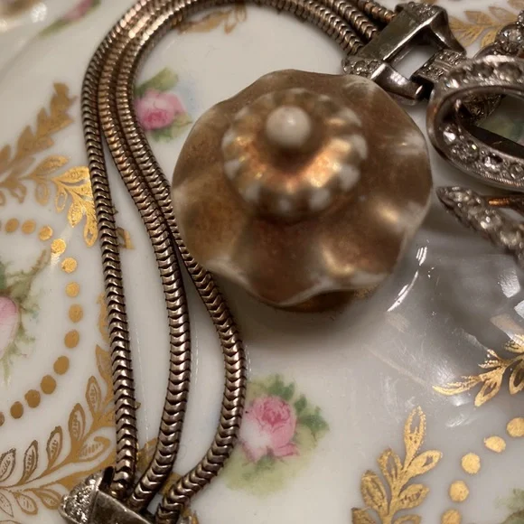 Sterling Mazer bracelet w/green rhinestone in center of flower 6 3/4” Vintage - Picture 10 of 17